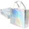 Juvale 24 Pack Reusable Holographic Bags with Handles, Cute Iridescent Bags for Gifts, Birthdays, Glossy Party Favors, Shopping and Everyday Use, Waterproof Grocery Tote, 14 x 12 x 5 In